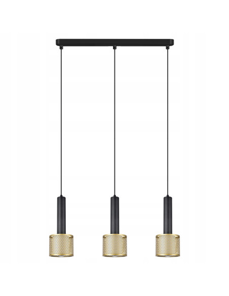 Lampa wisząca Amo 3 - nowoczesne oświetlenie industrialne w złocie do kuchni, jadalni i salonu