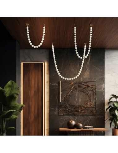 Elegancka Lampa LED Dorado 2m z Białymi Kloszami i Złotymi Akcentami, Regulowane Światło CCT