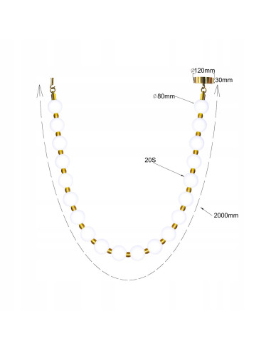 Elegancka Lampa LED Dorado 2m z Białymi Kloszami i Złotymi Akcentami, Regulowane Światło CCT