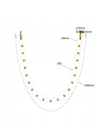 Elegancka Lampa LED Dorado 2m z Białymi Kloszami i Złotymi Akcentami, Regulowane Światło CCT