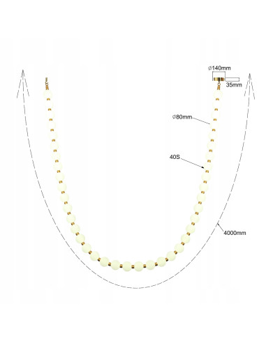 Lampa sufitowa Dorado Rope - złota lampa LED z regulacją, 4m, mleczne klosze, nowoczesny design do wnętrz.