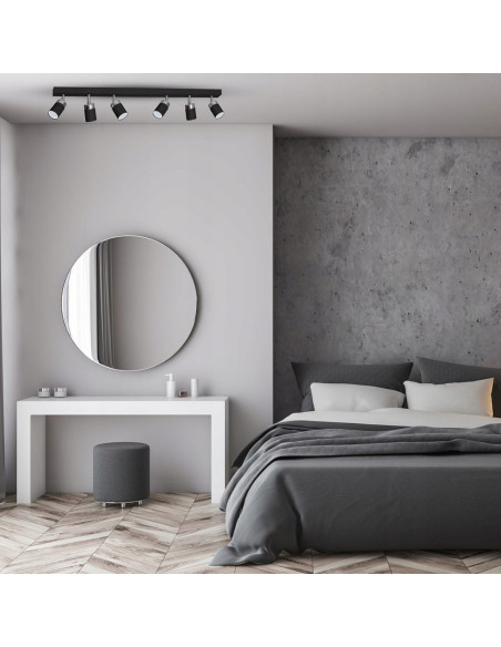 Czarna lampa sufitowa JOKER z sześcioma reflektorkami GU10, nowoczesny design do przestrzeni industrialnych