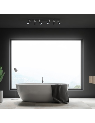 Czarna lampa sufitowa JOKER z sześcioma reflektorkami GU10, nowoczesny design do przestrzeni industrialnych