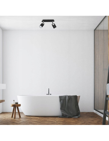 Lampa sufitowa JOKER z regulacją, metalowa w kolorze czarnym i szarym, idealna do salonu i sypialni