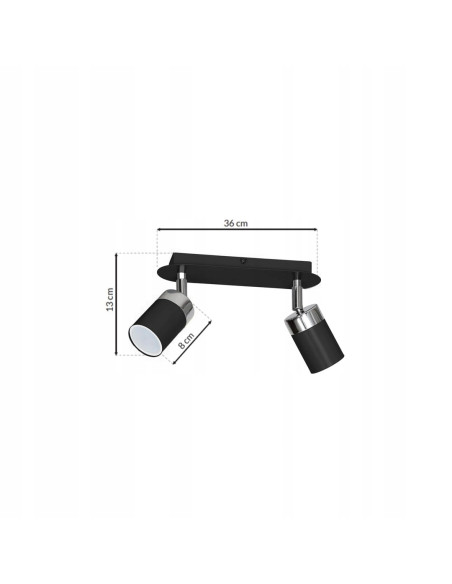 Lampa sufitowa JOKER z regulacją, metalowa w kolorze czarnym i szarym, idealna do salonu i sypialni