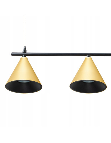 Elegancka lampa sufitowa Cone z 4 reflektorami w złotym wykończeniu do nowoczesnych wnętrz kuchni i jadalni