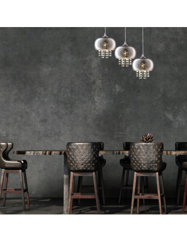 Lampa wisząca STARLIGHT 241 z chromowanym wykończeniem i kryształami, regulowana, do eleganckich wnętrz.