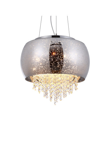 Lampa wisząca STARLIGHT z platynowym wykończeniem i złotymi akcentami, 3 źródła E14, regulacja wysokości.