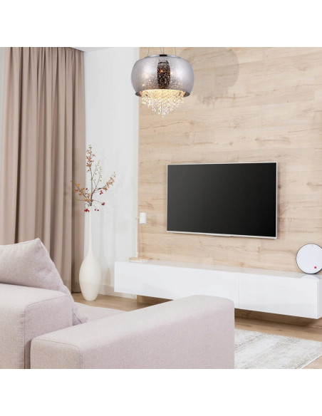 Lampa wisząca STARLIGHT z platynowym wykończeniem i złotymi akcentami, 3 źródła E14, regulacja wysokości.