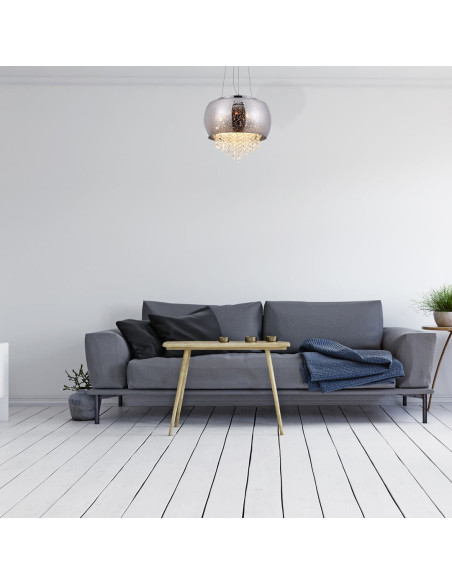 Lampa wisząca STARLIGHT z platynowym wykończeniem i złotymi akcentami, 3 źródła E14, regulacja wysokości.