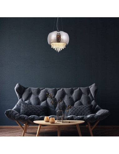 Lampa wisząca STARLIGHT z platynowym wykończeniem i złotymi akcentami, 3 źródła E14, regulacja wysokości.