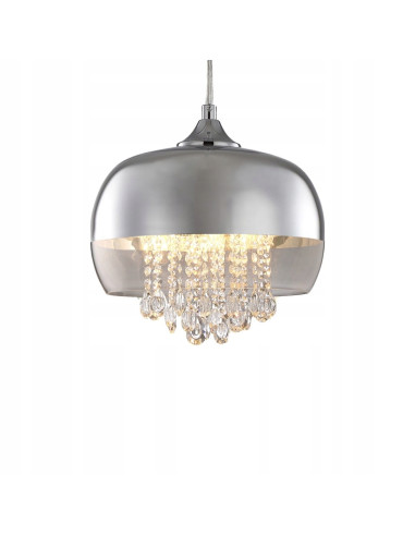 Lampa wisząca LUNA z okrągłym kloszem - nowoczesne oświetlenie do salonu i biura, srebrna elegancja i funkcjonalność
