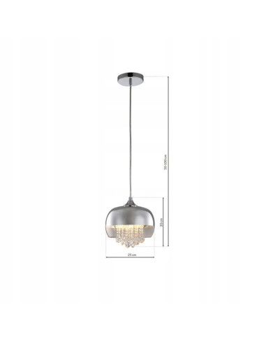 Lampa wisząca LUNA z okrągłym kloszem - nowoczesne oświetlenie do salonu i biura, srebrna elegancja i funkcjonalność