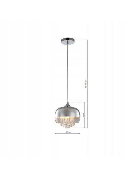 Lampa wisząca LUNA z okrągłym kloszem - nowoczesne oświetlenie do salonu i biura, srebrna elegancja i funkcjonalność