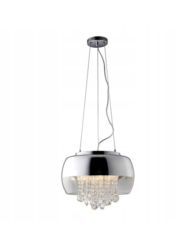 Elegancka lampa wisząca LUNA Meduza z kryształami, 3 punkty świetlne, srebrna, regulowana wysokość 50-90 cm
