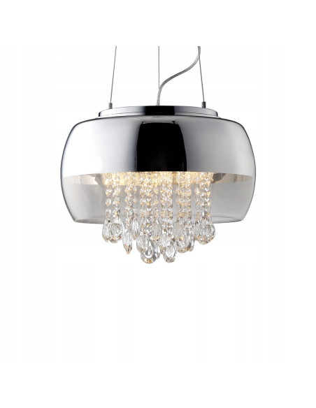 Elegancka lampa wisząca LUNA Meduza z kryształami, 3 punkty świetlne, srebrna, regulowana wysokość 50-90 cm