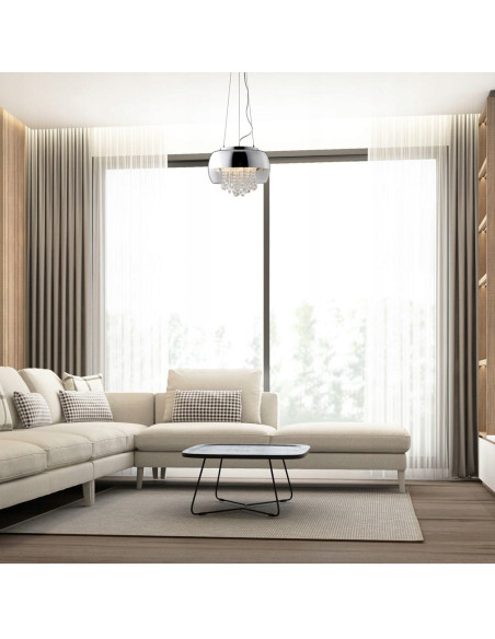 Elegancka lampa wisząca LUNA Meduza z kryształami, 3 punkty świetlne, srebrna, regulowana wysokość 50-90 cm