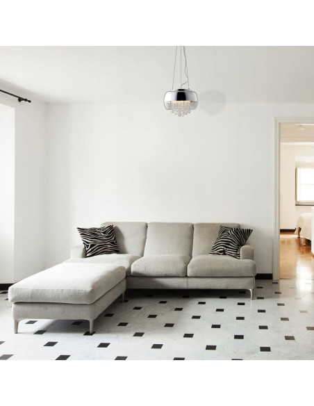 Elegancka lampa wisząca LUNA Meduza z kryształami, 3 punkty świetlne, srebrna, regulowana wysokość 50-90 cm