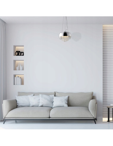 Elegancka lampa wisząca LUNA Meduza z kryształami, 3 punkty świetlne, srebrna, regulowana wysokość 50-90 cm