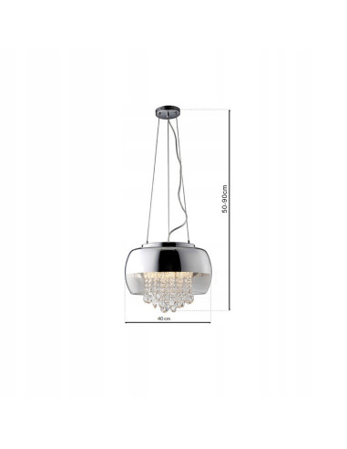 Elegancka lampa wisząca LUNA Meduza z kryształami, 3 punkty świetlne, srebrna, regulowana wysokość 50-90 cm