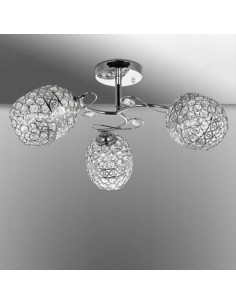 Lampa wiszącą K-N 2970/3 z koronkowymi kloszami, elegancka w kolorze srebrnym, 3-punktowe oświetlenie do wnętrz.