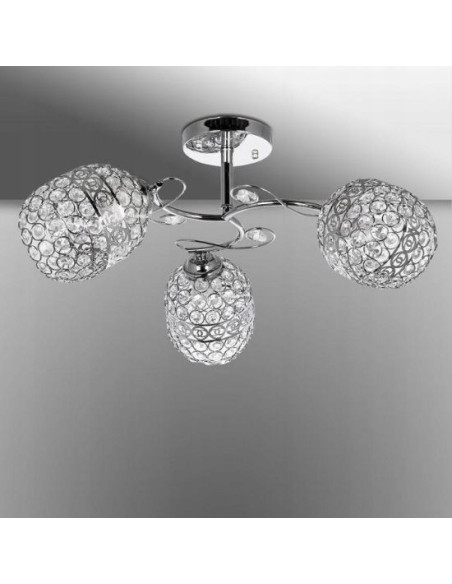 Lampa wiszącą K-N 2970/3 z koronkowymi kloszami, elegancka w kolorze srebrnym, 3-punktowe oświetlenie do wnętrz.