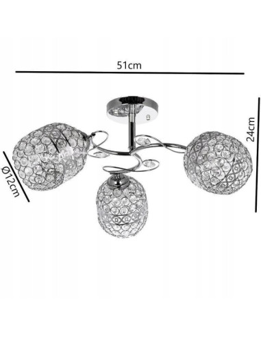 Lampa wiszącą K-N 2970/3 z koronkowymi kloszami, elegancka w kolorze srebrnym, 3-punktowe oświetlenie do wnętrz.