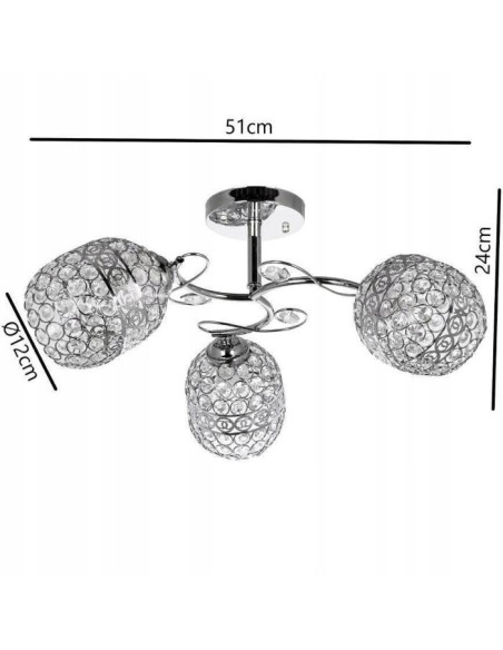 Lampa wiszącą K-N 2970/3 z koronkowymi kloszami, elegancka w kolorze srebrnym, 3-punktowe oświetlenie do wnętrz.