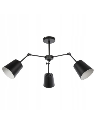Lampa sufitowa Venti 3-punktowa w stylu industrialnym - elegancka lampa do salonu i sypialni, czarna/biała.