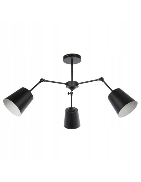 Lampa sufitowa Venti 3-punktowa w stylu industrialnym - elegancka lampa do salonu i sypialni, czarna/biała.