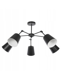 Nowoczesna lampa wisząca Venti CHROM z pięcioma czarnymi reflektorami do stylowego oświetlenia wnętrz