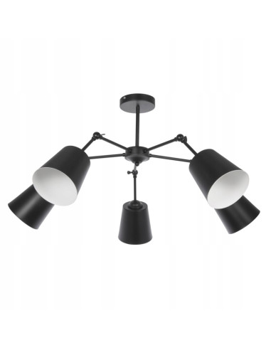 Nowoczesna lampa wisząca Venti CHROM z pięcioma czarnymi reflektorami do stylowego oświetlenia wnętrz