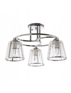 Chromowany żyrandol VENTI z trzema kloszami - elegancka lampa do biura i nowoczesnych wnętrz