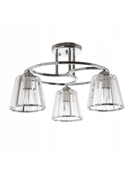 Chromowany żyrandol VENTI z trzema kloszami - elegancka lampa do biura i nowoczesnych wnętrz