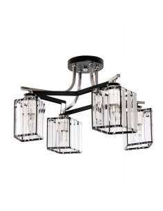 Stylowy żyrandol geometryczny Venti® w czerni z kryształami – lampa wisząca do eleganckich wnętrz.