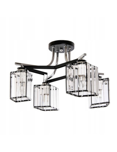 Stylowy żyrandol geometryczny Venti® w czerni z kryształami – lampa wisząca do eleganckich wnętrz.