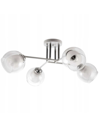 Lampa sufitowa Venti 4-punktowa, srebrna, nowoczesny design do salonu, jadalni i kuchni