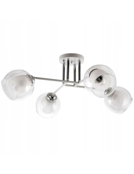 Lampa sufitowa Venti 4-punktowa, srebrna, nowoczesny design do salonu, jadalni i kuchni