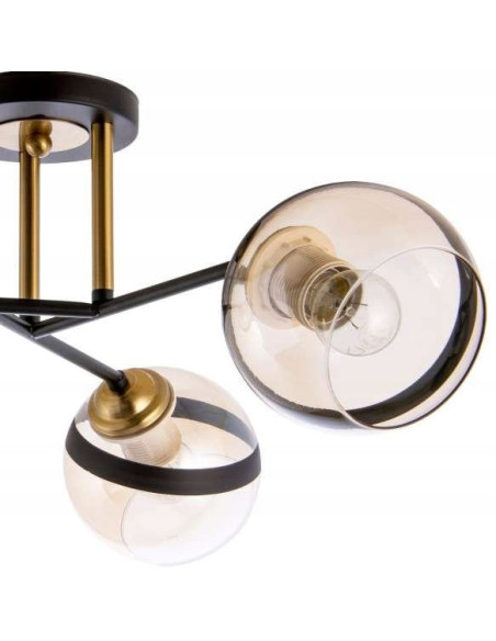 Lampa loftowa Venti z miodowymi kloszami i czarnym akcentem - stylowa iluminacja do sypialni i salonu