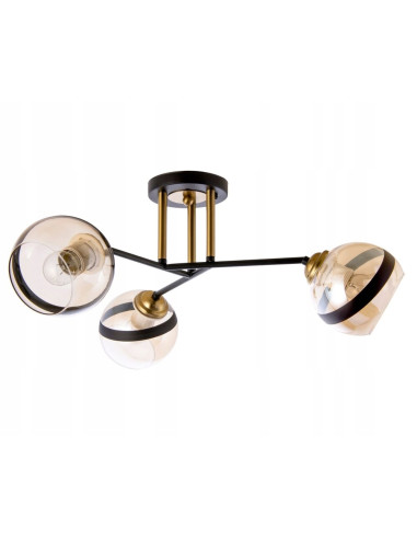 Nowoczesny żyrandol wiszący z miodowymi kloszami i czarnymi akcentami - elegancja do salonu i jadalni