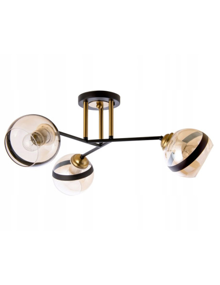 Nowoczesny żyrandol wiszący z miodowymi kloszami i czarnymi akcentami - elegancja do salonu i jadalni