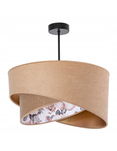 Lampa wisząca Venti MARMUR z jasnym abażurem i kwiatowym wzorem, nowoczesne oświetlenie do sypialni i salonu