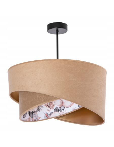 Lampa wisząca Venti MARMUR z jasnym abażurem i kwiatowym wzorem, nowoczesne oświetlenie do sypialni i salonu