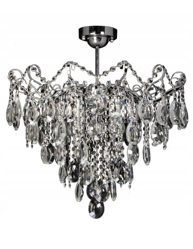 Lampa kryształowa Venti Glamour, nowoczesna, 6 źródeł światła, elegancka srebrna do sypialni i wnętrz premium