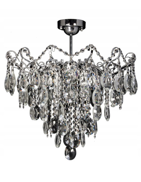 Lampa kryształowa Venti Glamour, nowoczesna, 6 źródeł światła, elegancka srebrna do sypialni i wnętrz premium