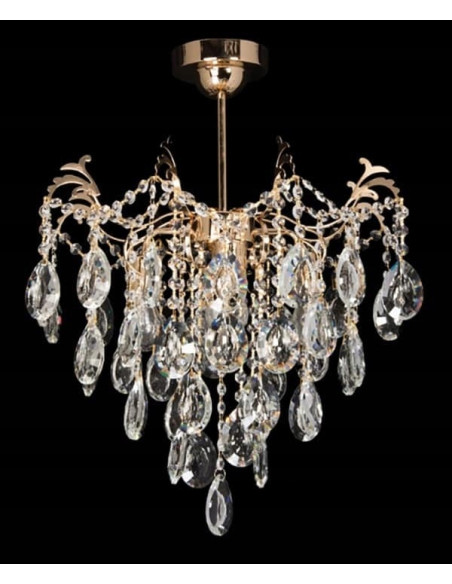 Elegancka lampa kryształowa Venti w złocie – nowoczesne oświetlenie do salonu, sypialni i eleganckich wnętrz, 4-punktowe.