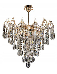 Lampa wisząca złota z kryształami, elegancka oprawa do salonu, jadalni i kuchni, 6-punktowe oświetlenie Venti