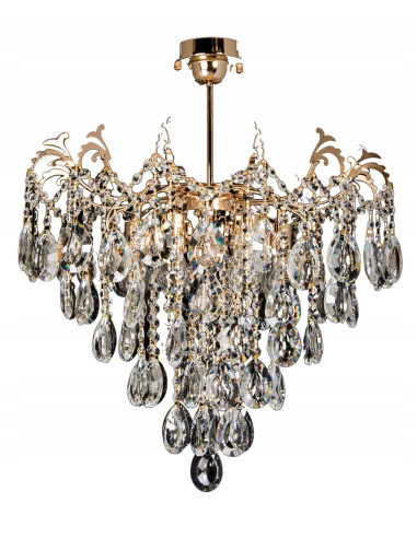 Lampa wisząca złota z kryształami, elegancka oprawa do salonu, jadalni i kuchni, 6-punktowe oświetlenie Venti