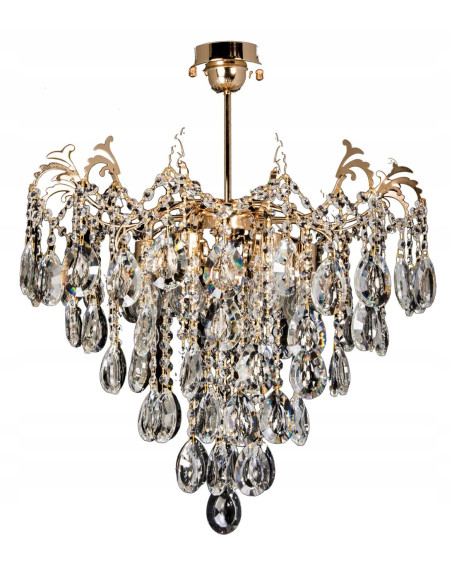 Lampa wisząca złota z kryształami, elegancka oprawa do salonu, jadalni i kuchni, 6-punktowe oświetlenie Venti