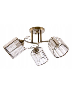 Kinkiet sufitowy Venti W-N 3703/3 w vintage z kryształami, stary złoty, 3 punkty światła do sypialni i jadalni